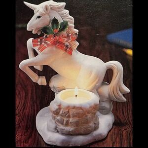 Vtg Christmas UNICORN Votive Candle Holder  Christmas Around the World 54-537